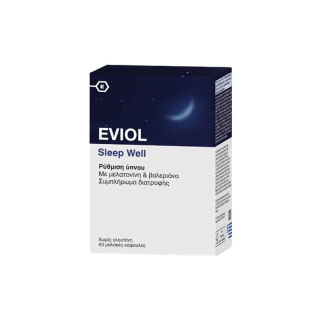 EVIOL Sleep Well Συμπλήρωμα Διατροφής για την Ρύθμιση του Ύπνου Με Μελατονίνη & Βαλεριάνα 30 μαλάκες κάψουλες