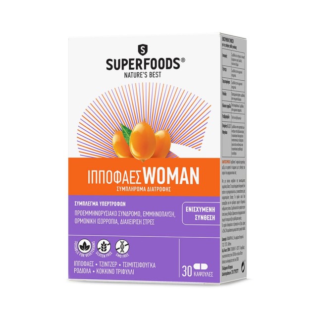 SUPERFOODS Ιπποφαές Woman Συμπλήρωμα Διατροφής Για Την Εμμηνόπαυση 30 Κάψουλες