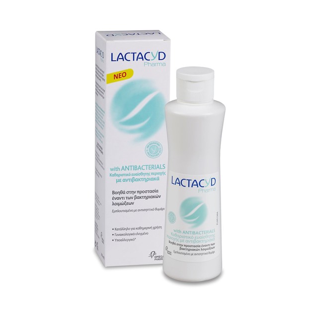 LACTACYD Pharma Antibacterials Καθαριστικό Ευαίσθητης Περιοχής με Φυσικούς Αντιβακτηριακούς Παράγοντες 250ml