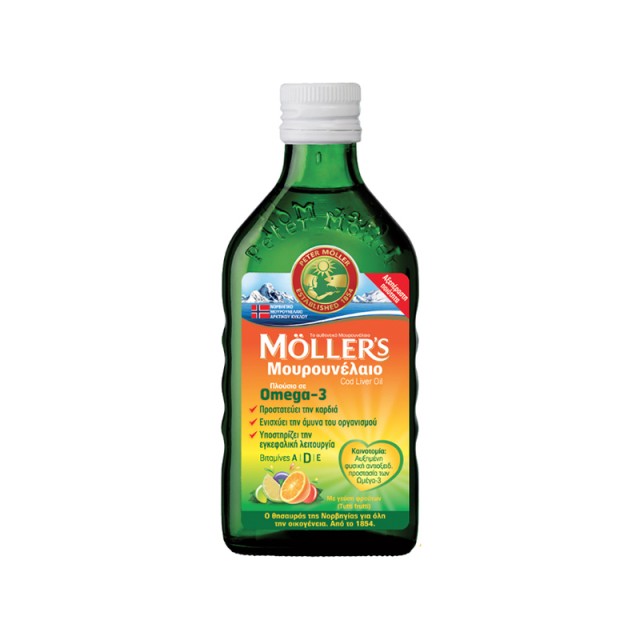 MOLLERS Cod Liver Oil Μουρουνέλαιο με Γεύση Tutti Frutti 250ml