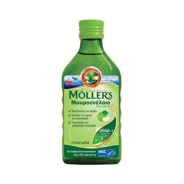 MOLLER’S Cod Liver Oil Apple Μουρουνέλαιο σε Υγρή Μορφή με Γεύση Μήλο 250ml