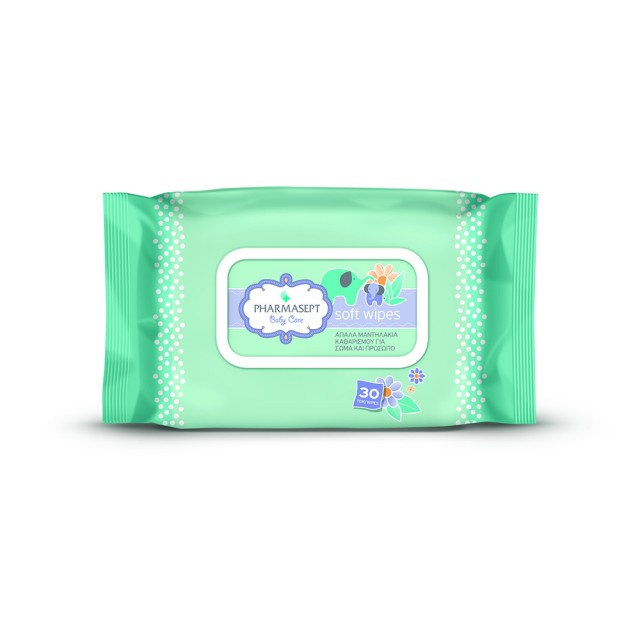 PHARMASEPT Baby Care Soft Wipes Παιδικά Μαντηλάκια Για Χερια Και Πρόσωπο 30τμχ