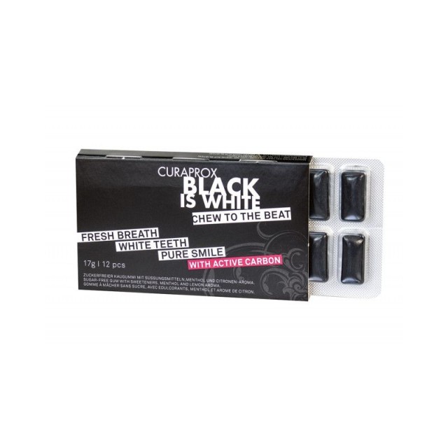 Black is White Chewing Gum Τσίχλα Με Ενεργό Άνθρακα 12 Τεμάχια
