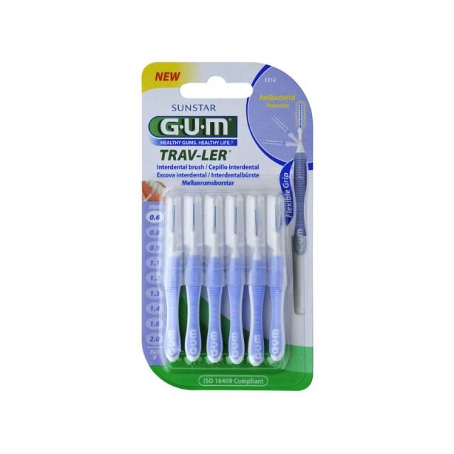 GUM Trav-Ler Cylindrical 0.6mm Μεσοδόντια Βουρτσάκια 6τμχ