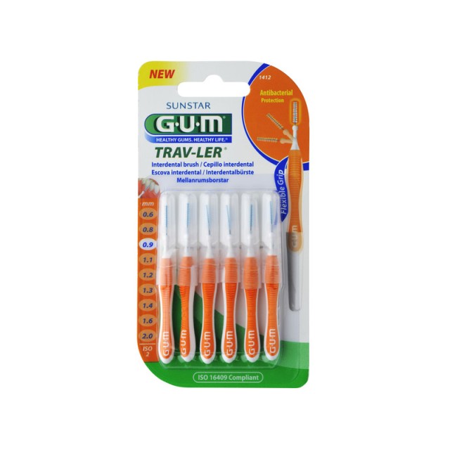 GUM Trav-Ler Ultra Fine Cylindrical 0.9mm Μεσοδόντια Βουρτσάκια 6τμχ