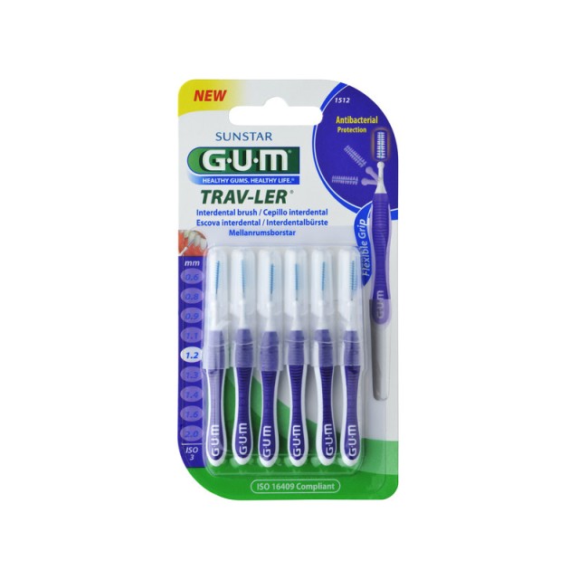 GUM Trav-Ler Extra fine Cylindrical 1.2mm Μεσοδόντια Βουρτσάκια 6τμχ