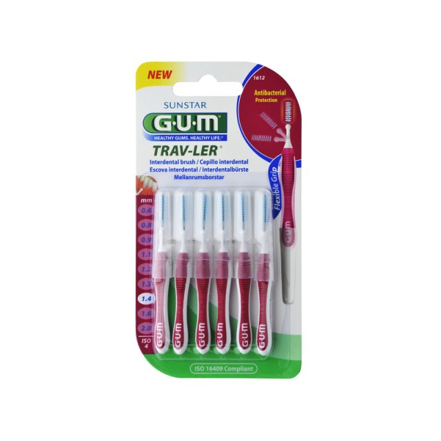 GUM Trav-Ler Fine Cylindrical 1.4mm Μεσοδόντια Βουρτσάκια 6τμχ