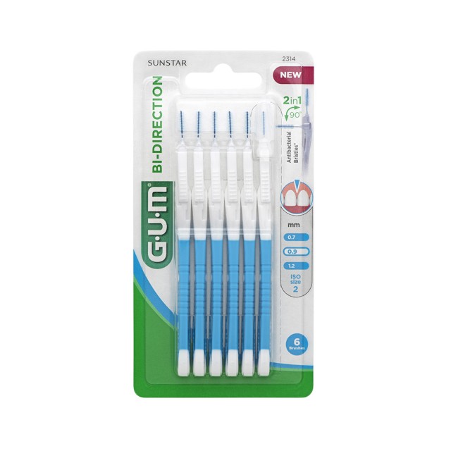 GUM Bi-Direction Micro-Fine 0.9mm Μεσοδόντια Βουρτσάκια 6τμχ