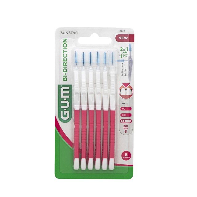 GUM Bi-Direction Fine 1.2mm Μεσοδόντια Βουρτσάκια 6τμχ
