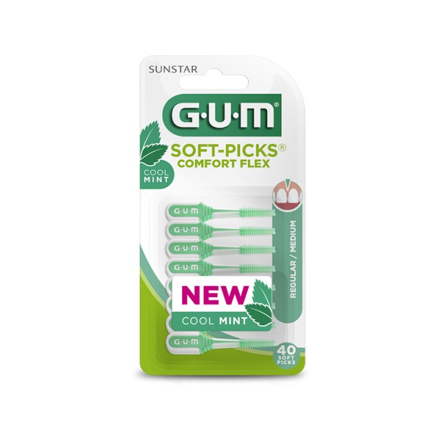 GUM Soft Picks Comfort Flex 670 Cool Mint Medium Μεσοδόντια Βουρτσάκια Με Γεύση Μέντας 40 Τεμάχια