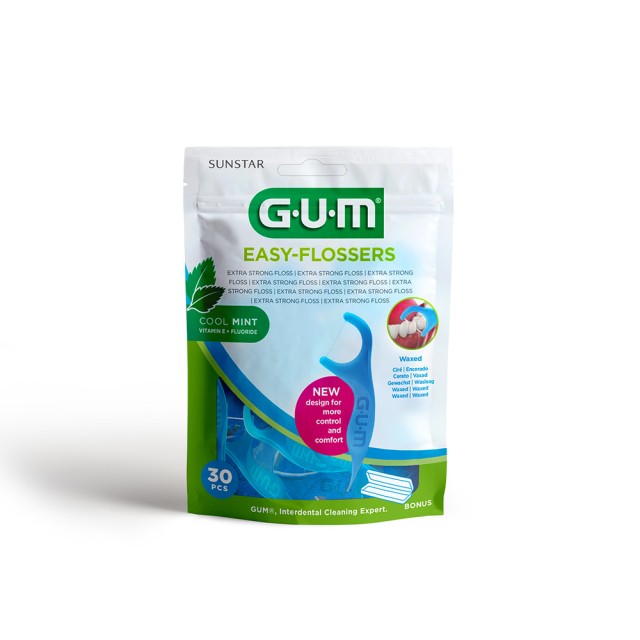 GUM Easy Flossers 890 Dental Floss in Forks Οδοντικό Νήμα σε Διχάλες Cool Mint Ελαφρώς Κερωμένο 90 Τεμάχια