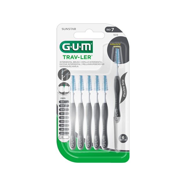 GUM Trav-Ler Antibacterial 2.6mm Μεσοδόντια Βουρτσάκια 6τμχ