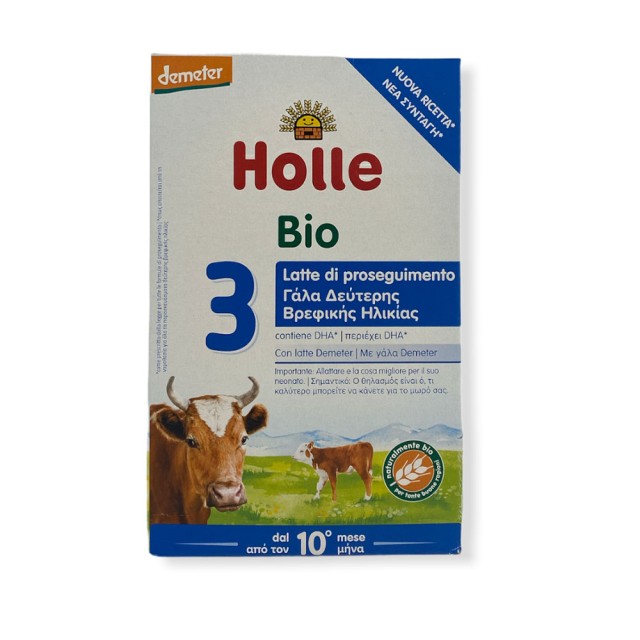 HOLLE Baby Milk Βιολογικό Αγελαδινό Γάλα σε Σκόνη No3 - 3ης Βρεφικής Ηλικίας 10m+ 600gr