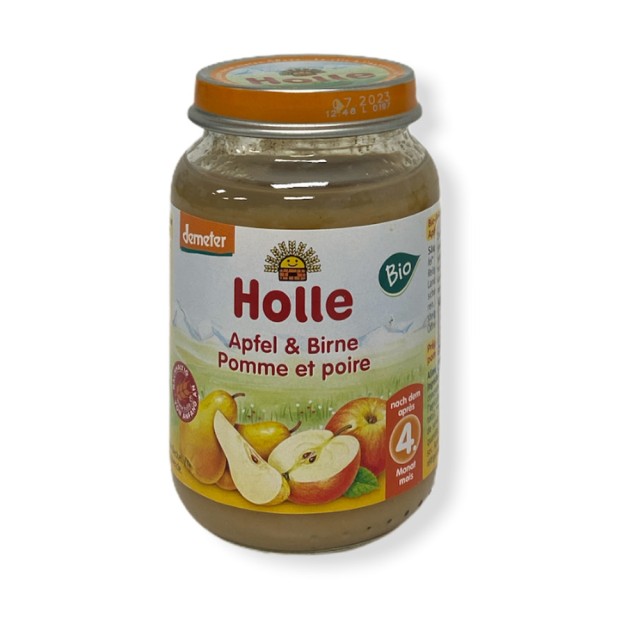 HOLLE Apple & pear Φρουτόκρεμα Μήλο & Αχλάδι χωρίς Γλουτένη 4m+ 190gr