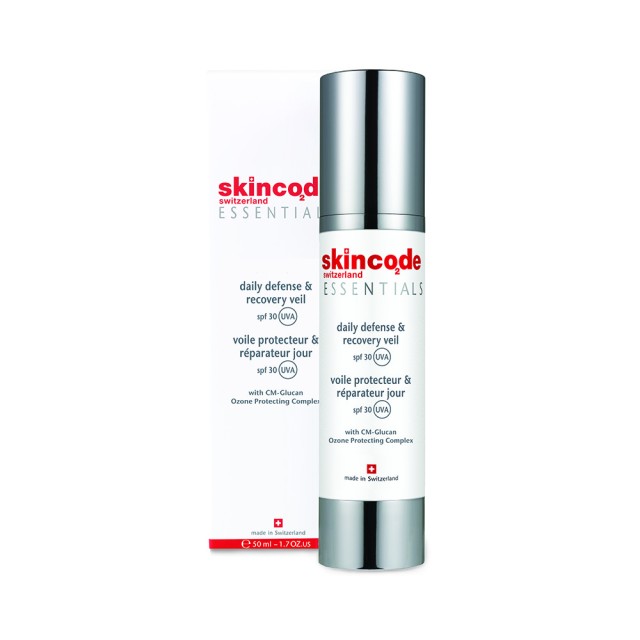 SKINCODE Daily Defence & Recovery veil spf 30 Ενυδατική Κρέμα Προσώπου για Ματ Αποτέλεσμα με Αντηλιακή Προστασία 50ml