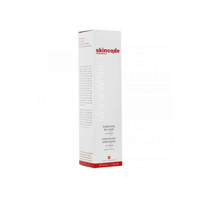 SKINCODE Essentials Alpine White Brightening Day Cream SPF15 Ελαφριά Κρέμα Ημέρας για Πανάδες & Κηλίδες 50ml