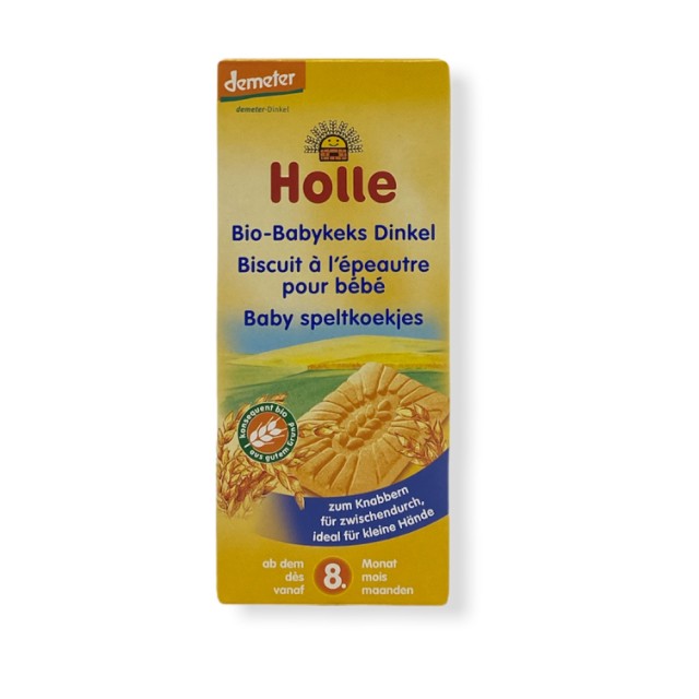 HOLLE Βιολογικά Μπισκότα Οδοντοφυΐας Ντίνκελ Χωρίς Ζάχαρη από 8m+ 150gr
