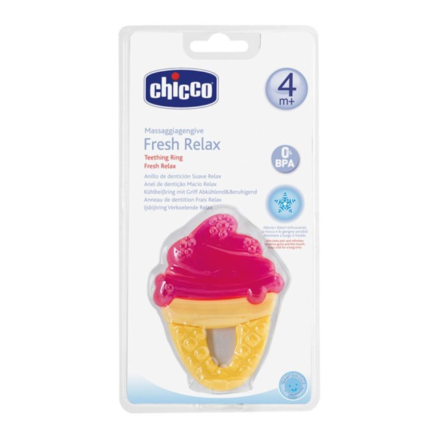 CHICCO Δροσιστικός Κρίκος Οδοντοφυΐας Παγωτό Ροζ 4m+ 1τμχ