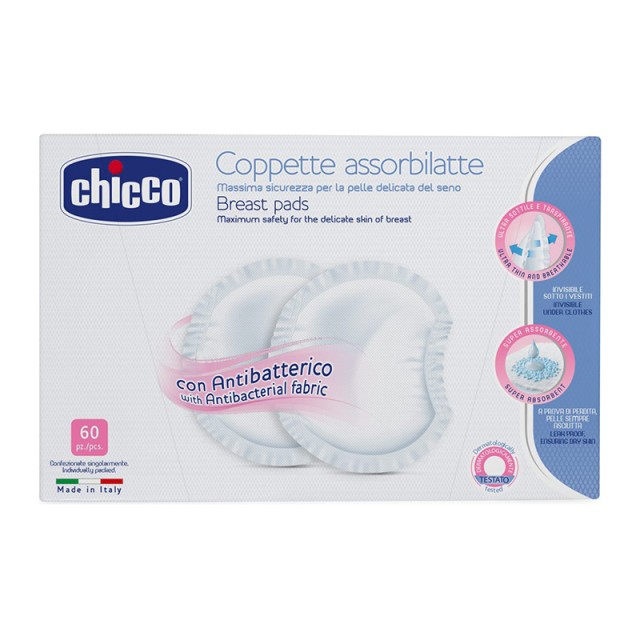CHICCO Επιθέματα Στήθους Αντιβακτηριακά, 60τμχ