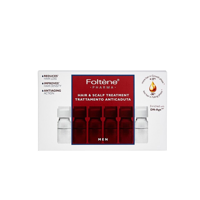 FOLTENE PHARMA Anti-Hair Loss Treatment Θεραπεία Κατά Της Τριχόπτωσης Για Άνδρες Με 12 Αμπούλες x 6ml Διάρκειας 1 Μήνα