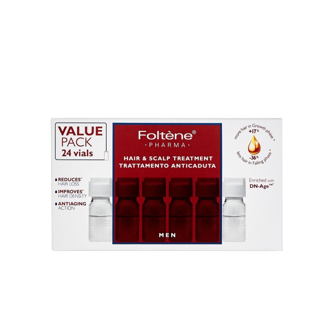 FOLTENE PHARMA Hair & Scalp Treatment Θεραπεία Κατά Της Τριχόπτωσης Για Άνδρες Με 24 Αμπούλες Διάρκειας 3 Μηνών Value Pack 24 Αμπούλες x 6ml