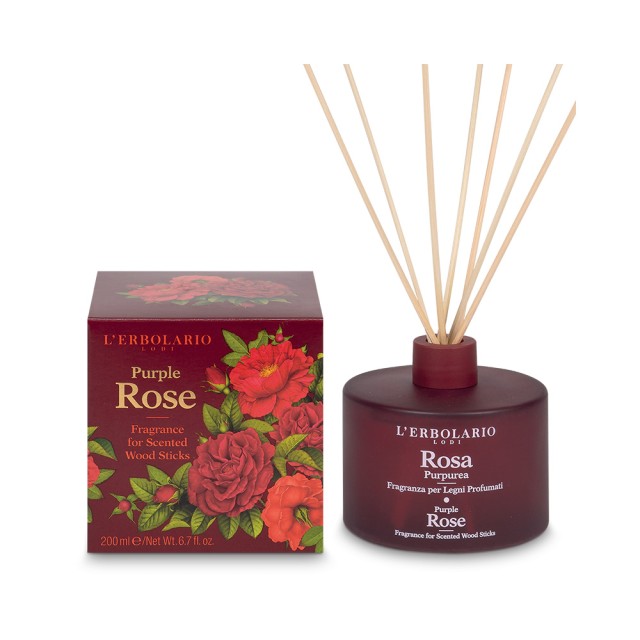 LERBOLARIO Rosa Puprurea - Fragranza per Legni Profumati Αρωματικό Χώρου με Sticks 200ml