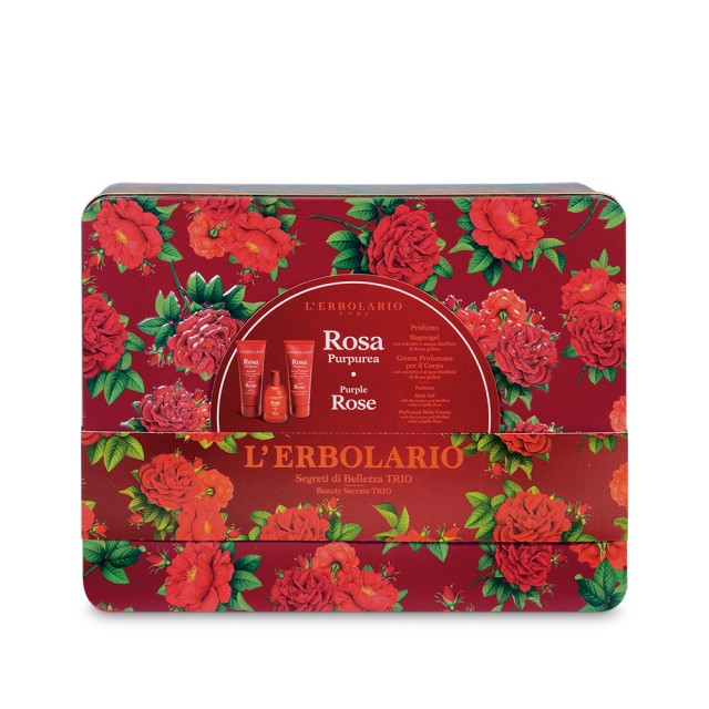 LERBOLARIO Rosa Puprurea - Segreti di Bellezza Trio Άρωμα 50ml,αφρόλουτρο τζελ 100 ml, και κρέμα σώματος