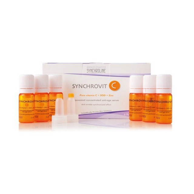 SYNCHROLINE Synchrovit C Serum Αντιγηραντικός Ορός Προσώπου 6 Φιαλίδια x 5ml