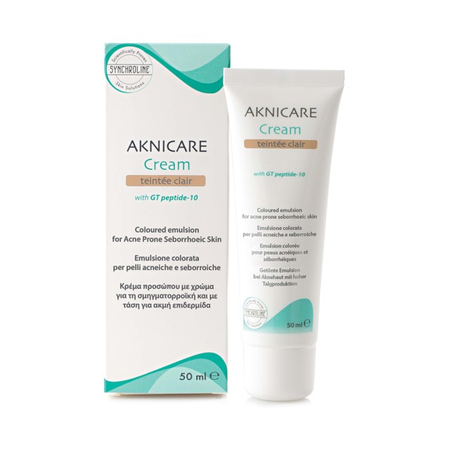 SYNCHROLINE Aknicare Cream Teintee Clair Σμηγματορρυθμιστική Κρέμα Προσώπου με Χρώμα (Ανοιχτό) 50ml