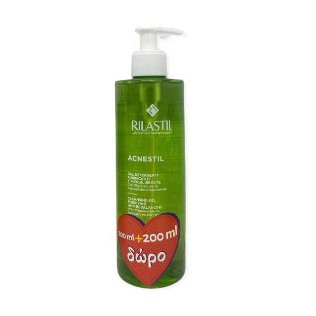RILASTIL Acnestil Cleansing Gel (Promo With Pump) Καθαριστικό για Μικτή/Λιπαρή με τάση Ακμής Επιδερμίδα 400ml