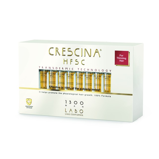 CRESCINA Transdermic HFSC 100% Treatment 1300 Αγωγή Ανάπτυξης Μαλλιών για Άνδρες 20vials