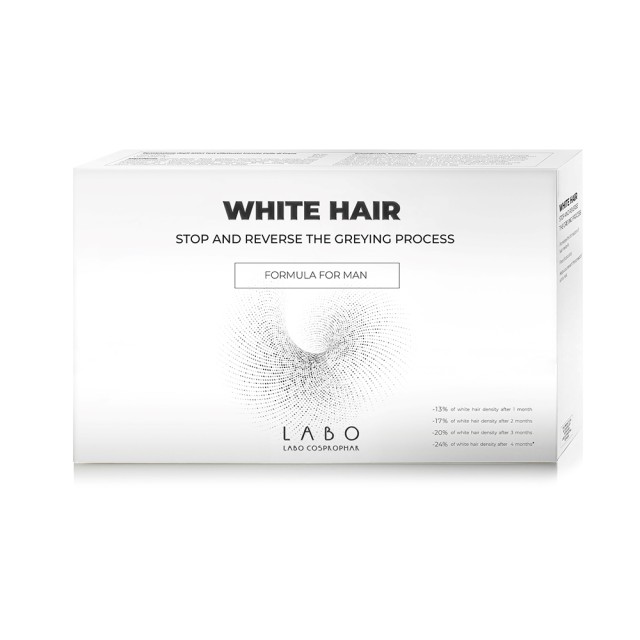 LABO WHITE HAIR Αγωγή για την Αντιμετώπιση της Ανάπτυξης των Λευκών Τριχών για Άνδρες 40vials x 3.5ml