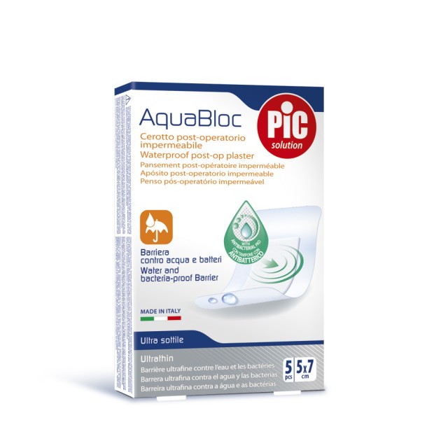 PIC Aquabloc Aδιάβροχα και Αποστειρωμένα Αυτοκόλλητα Επιθέματα 5τμχ - 5cm x 7cm
