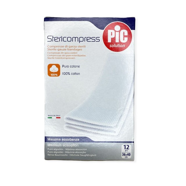 PIC 12 Compress Gauze Αποστειρωμένα Επιθέματα Υδρόφιλης Γάζας 36cm x 40