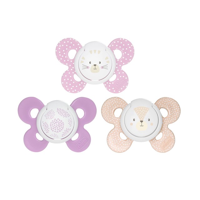 CHICCO Πιπίλα COMFORT, 6-16m, 2τμχ, Ροζ με θήκη