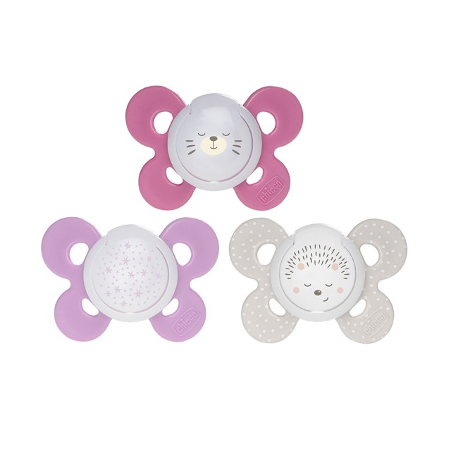 CHICCO Πιπίλα COMFORT, 16-36m, 2τμχ, Ροζ με θήκη