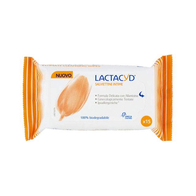 LACTACYD Intimate Μαντηλάκια Καθαρισμού Ευαίσθητης Περιοχής 15 Τεμάχια