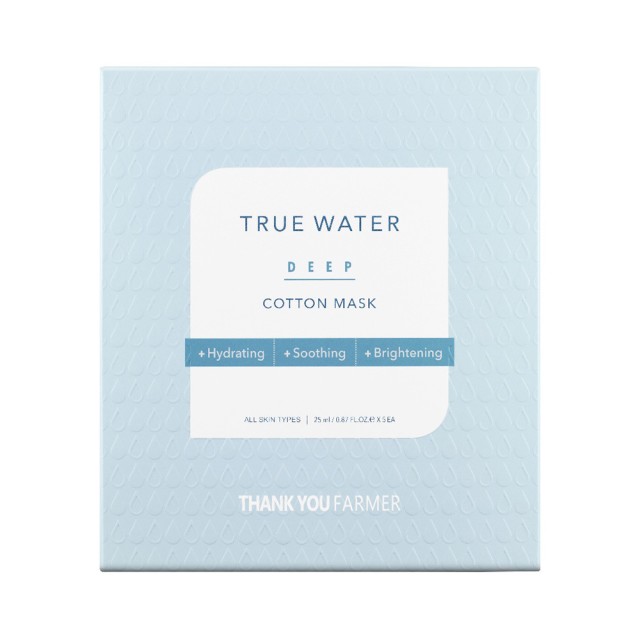 THANK YOU FARMER True Water Deep Cotton Mask Υφασμάτινη Ενυδατική Μάσκα Προσώπου 1 Τεμάχιο 25ml