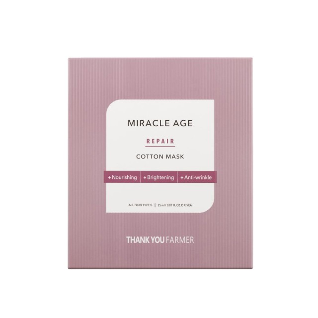 THANK YOU FARMER Miracle Age Repair Cotton Mask Υφασμάτινη Μάσκα Θρέψης Προσώπου 1 Τεμάχιο 25ml