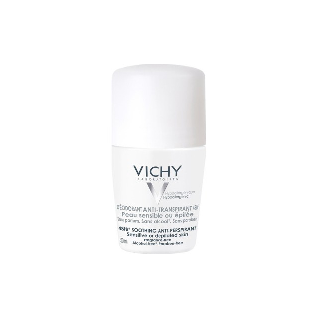 VICHY Deodorant Roll - On Soothing 48ωρη Αποσμητική Φροντίδα για Ευαίσθητες ή Αποτριχωμένες Επιδερμίδες 50ml