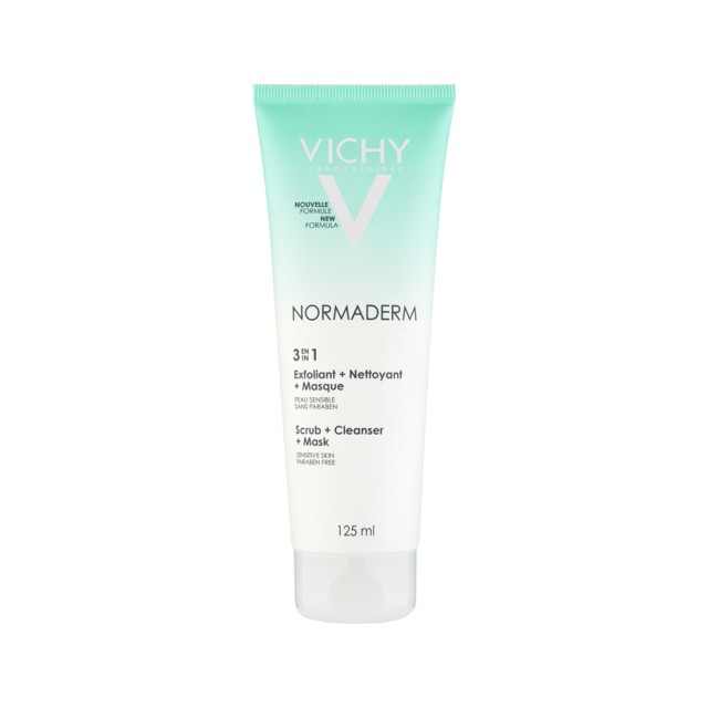 VICHY Normaderm 3 in1 Cleanser Απολέπιση, Καθαρισμός & Μάσκα Προσώπου 125ml