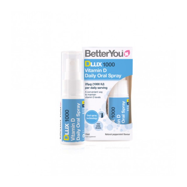 BETTERYOU Dlux 1000 IU spray D3 Συμπλήρωμα Διατροφής με Βιταμίνη D σε Μορφή Στοματικού spray βέλτιστης απορρόφησης 15ml