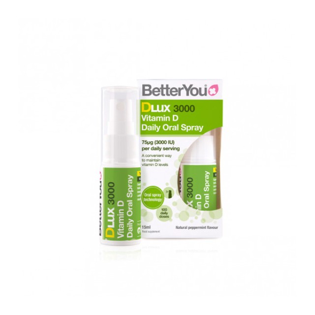 BETTERYOU Dlux 3000 IU spray D3 Συμπλήρωμα Διατροφής με Βιταμίνη D σε Μορφή Στοματικού spray βέλτιστης απορρόφησης 15ml