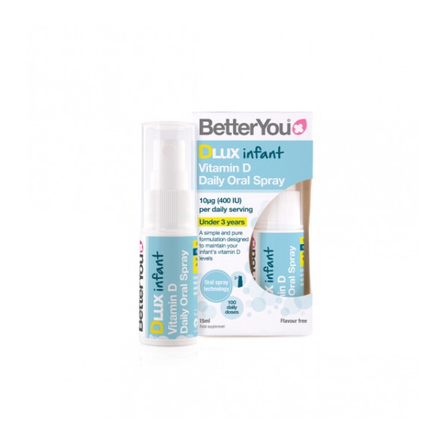 BETTERYOU Dlux infant 400 IU spray D3 Συμπλήρωμα Διατροφής για Παιδιά με Βιταμίνη D σε Μορφ? Στοματικο? spray βέλτιστης απορρόφησης 15ml