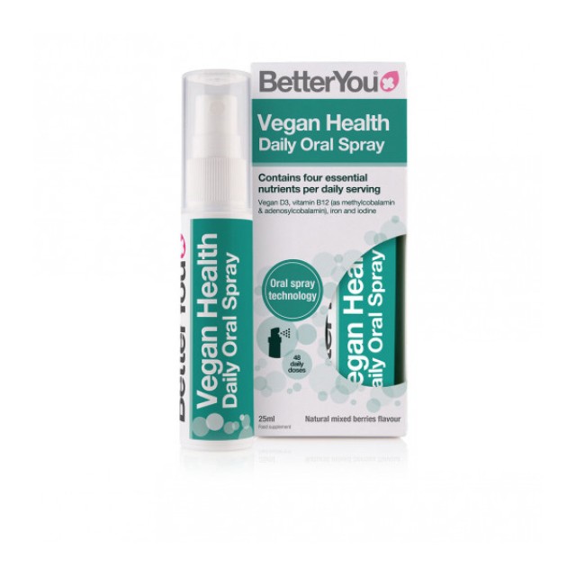 BETTERYOU Vegan Health oral spray Συμπλήρωμα Διατροφής Βιταμινών, Μετάλλων & Ιχνοστοιχείων για Vegan σε Μορφή Στοματικού spray βέλτιστης απορρόφησης 25ml