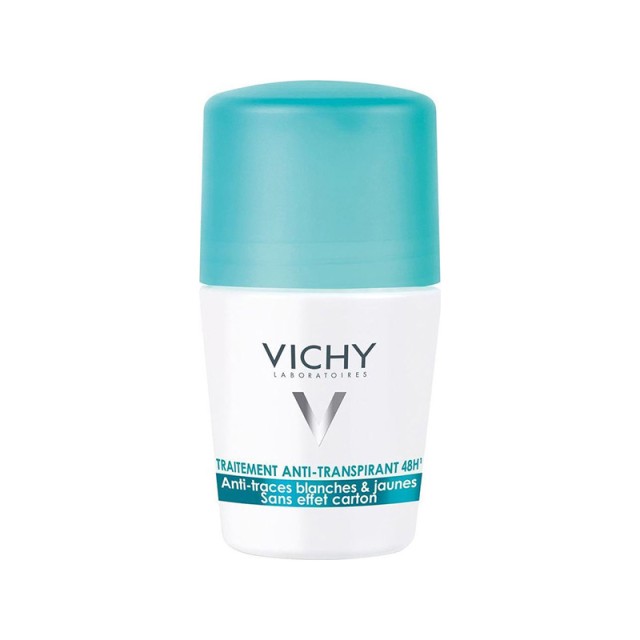 VICHY Deodorant Roll - On No White Marks & Yellow Stains Αποσμητικό για Έντονη Εφίδρωση Κατά των Λευκών & Κίτρινων Λεκέδων 50ml