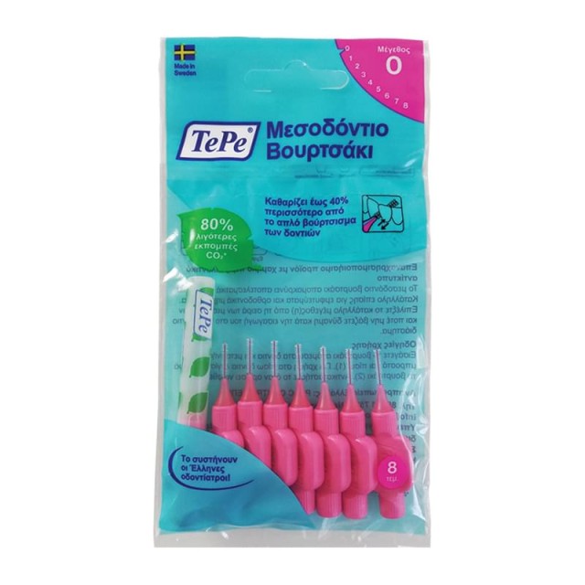 TEPE Original Μεσοδόντια Βουρτσάκια 0.4mm Ροζ 8τμχ