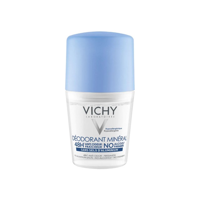 VICHY 48h Mineral Deodorant Roll-On Κατά της Κακοσμίας Χωρίς Άλατα Αλουμινίου 50ml