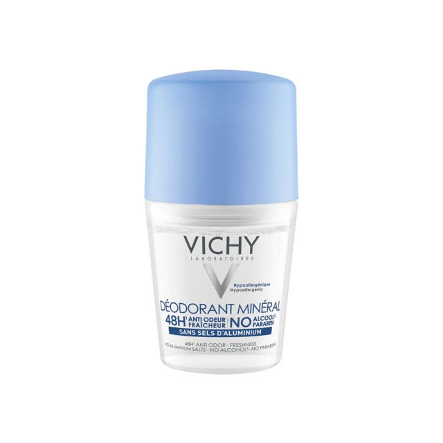 VICHY 48h Mineral Deodorant Roll-On Κατά της Κακοσμίας Χωρίς Άλατα Αλουμινίου 50ml