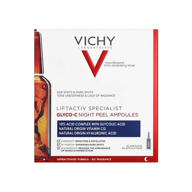 VICHY Liftactiv Ampoules Glyco-C Θεραπεία Κατά Των Κηλίδων & Των Σημαδιών Γήρανσης σε Αμπούλες 1.8ml x 30τμχ